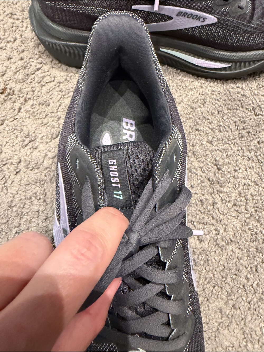 Brooks Women's Ghost Running Shoes in Gray with Light Purple Accent - Picture 3 of 5